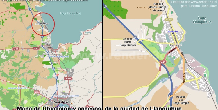 Mapa Rutas accesos Llanquihue